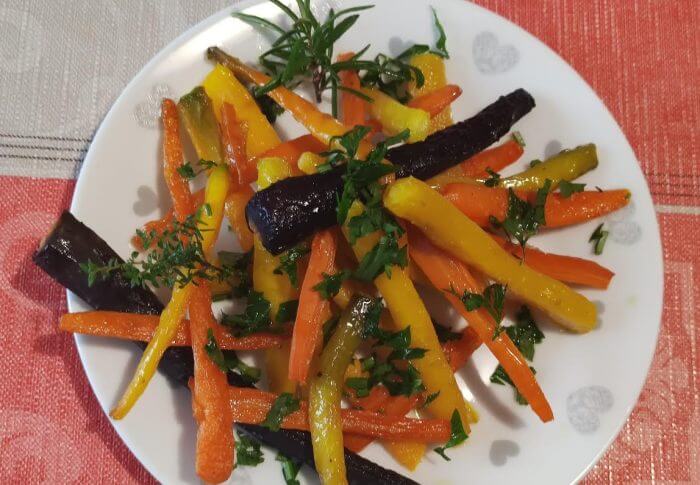 Carottes au four, sauce parmesan
