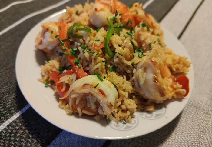 Riz sauté aux gambas