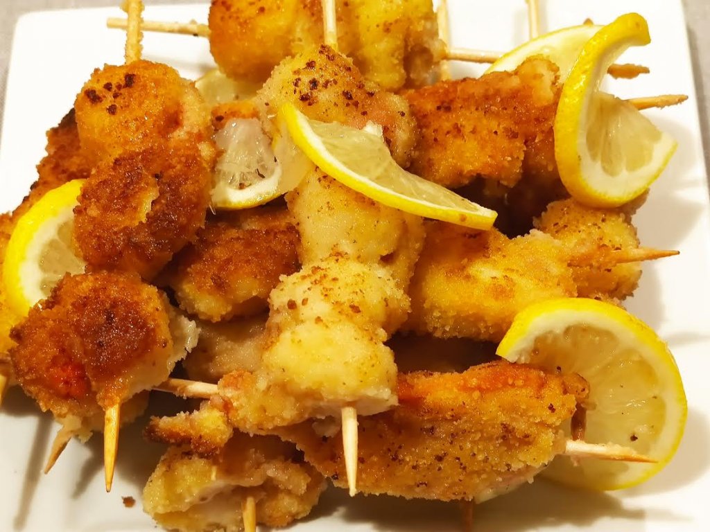 photo de brochettes de noix de saint jacques panées