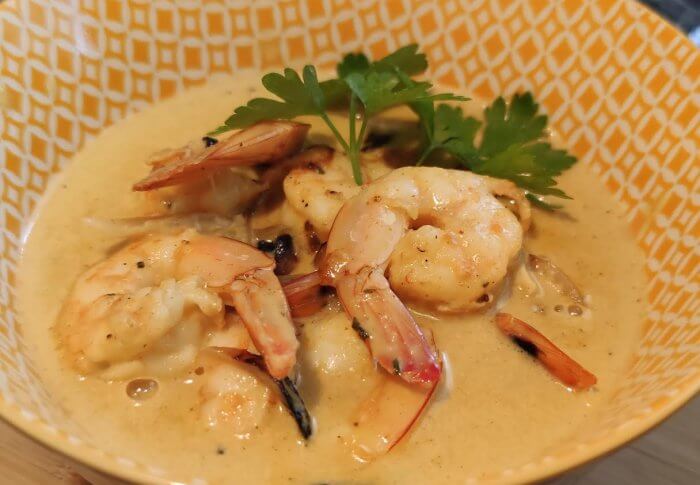 Crevettes curry coco
