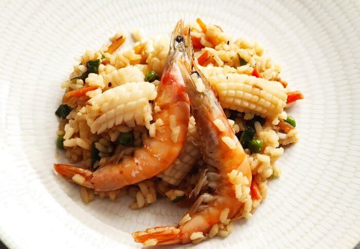 Riz sauté aux seiches