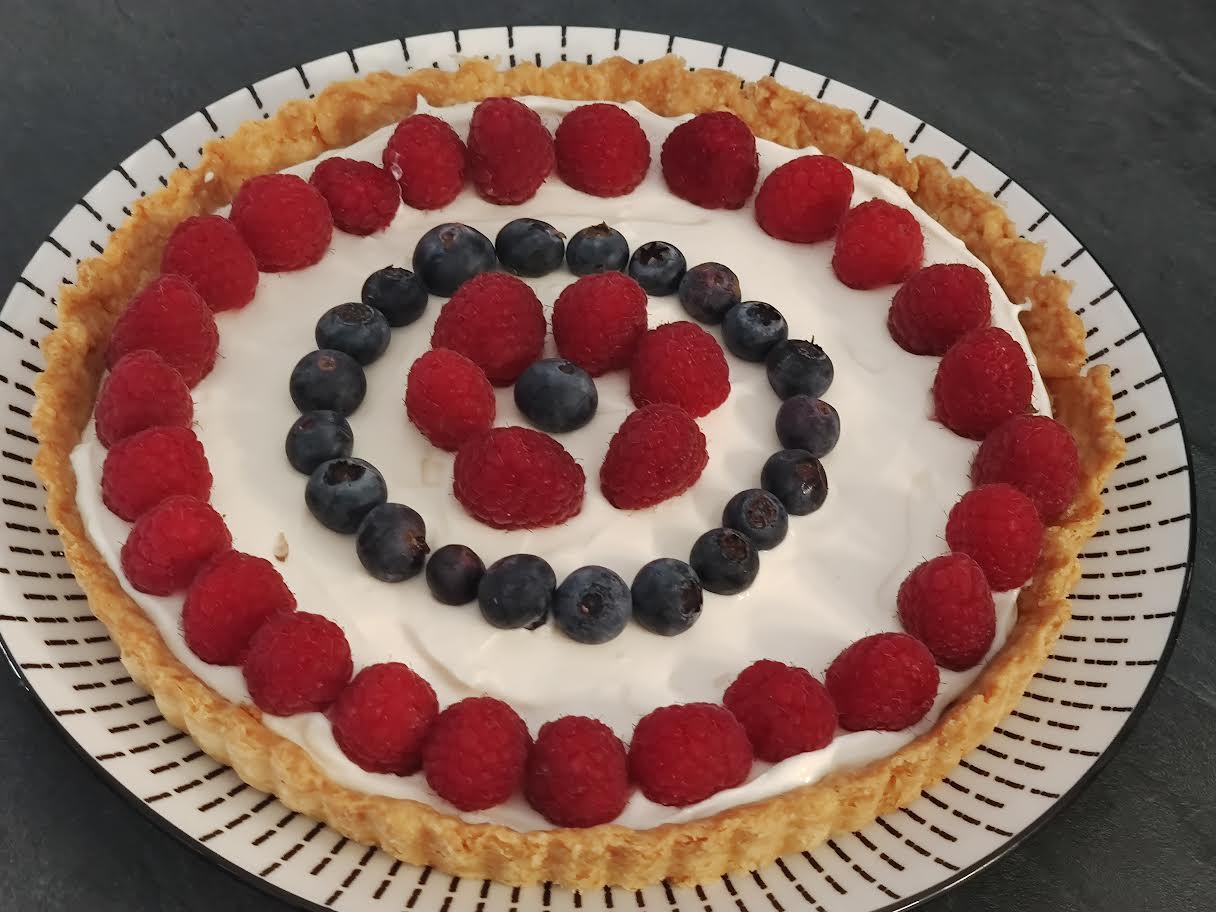 photo de Tarte mascarpone, framboise, myrtille