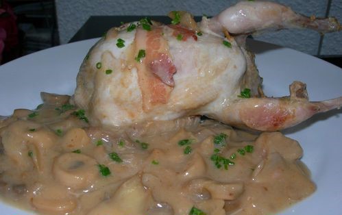 photo de Cailles farcies sauce vin pétillant